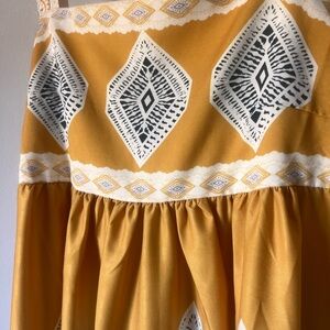 Yellow and White Patterned Midi Dress